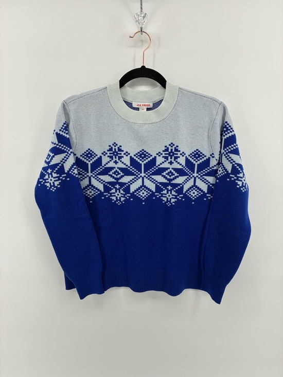 Joe Fresh Sweaters - Joe Fresh Blue & Light Gray Fair Isle Crewneck Sweater